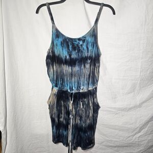Torrid blue grey tie dye soft tank top shorts romper